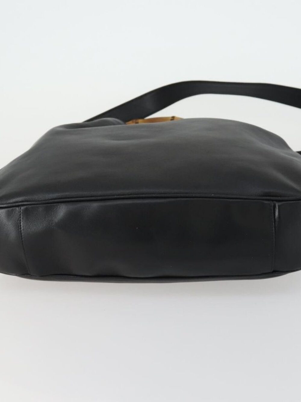 Authentic GUCCI Bamboo Shoulder Bag Leather 2way Black Gold 001 1577 - Picture 3 of 16